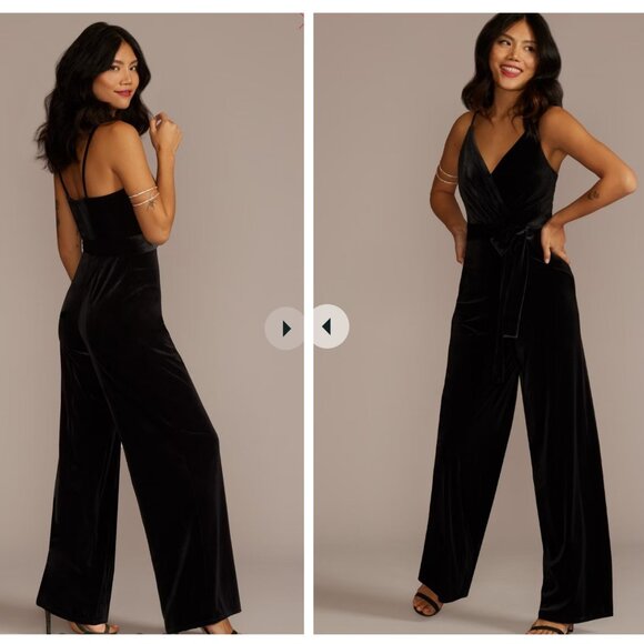 NWT DB Studio Jumpsuit Plus Size 20 Black Velvet Belted David's Bridal - Picture 2 of 10